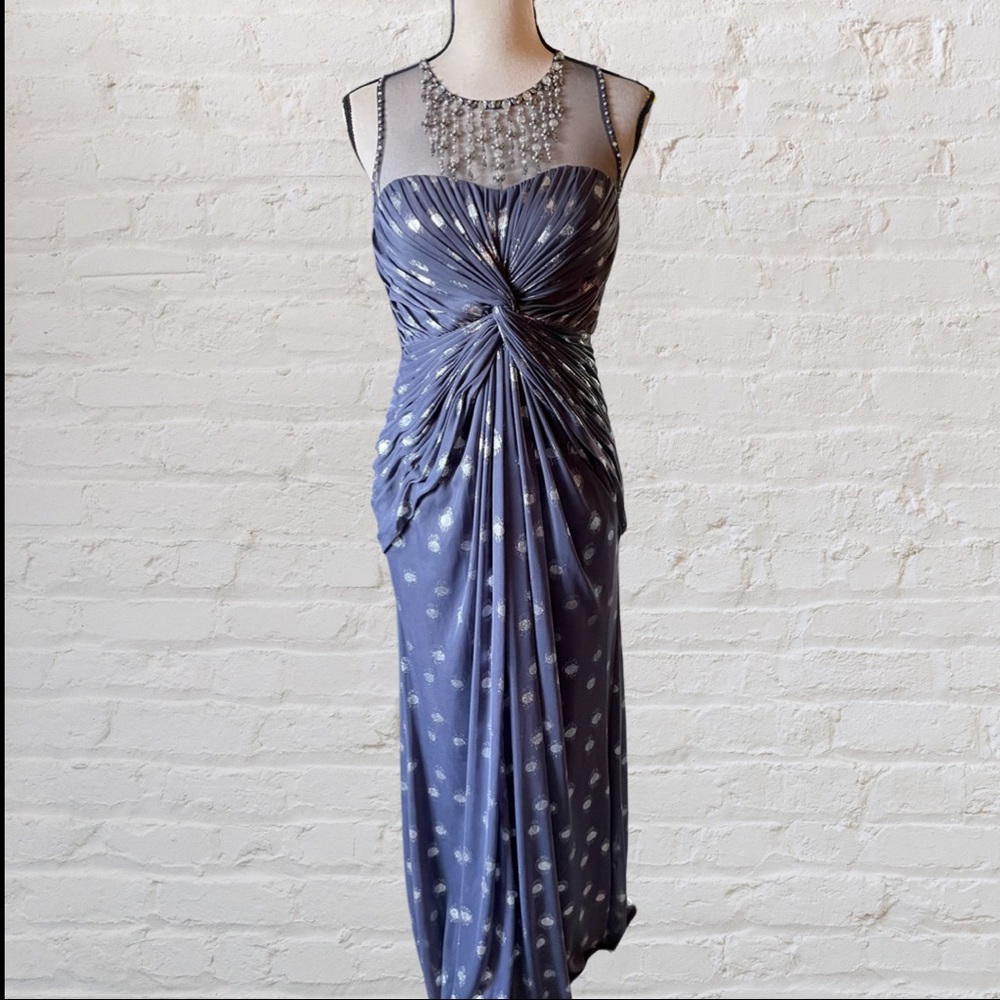 Adrianna Papell Twist Front Jeweled Formal Dress